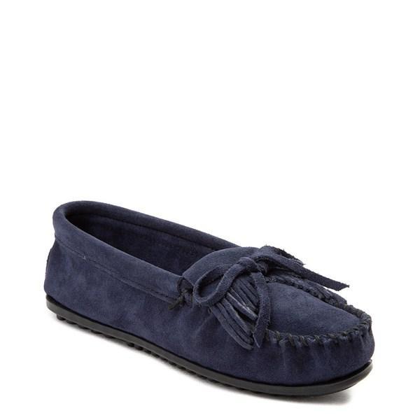 Minnetonka Kilty Suede Bow Detail Fringe Moccasins Product Image