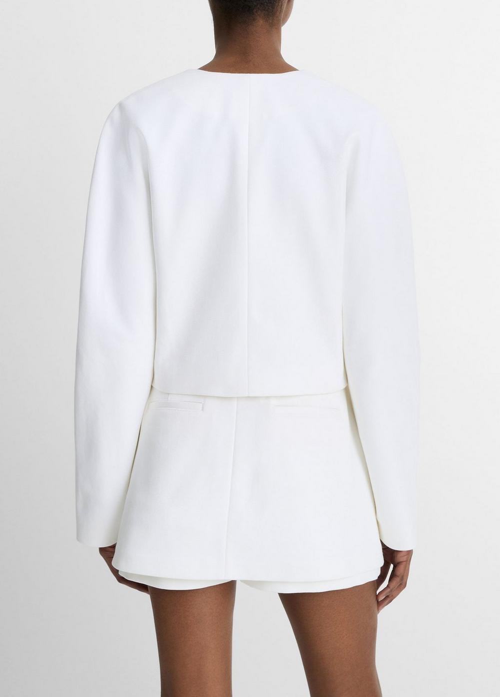 Womens Italian Cotton Collarless Jacket, Optic White, Size S Vince Product Image