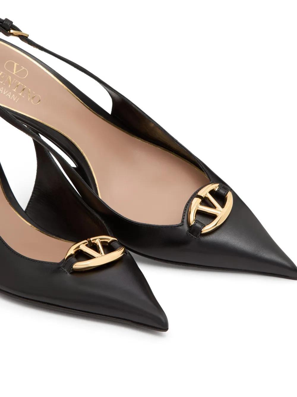 VLogo Signature leather slingback pumps Product Image