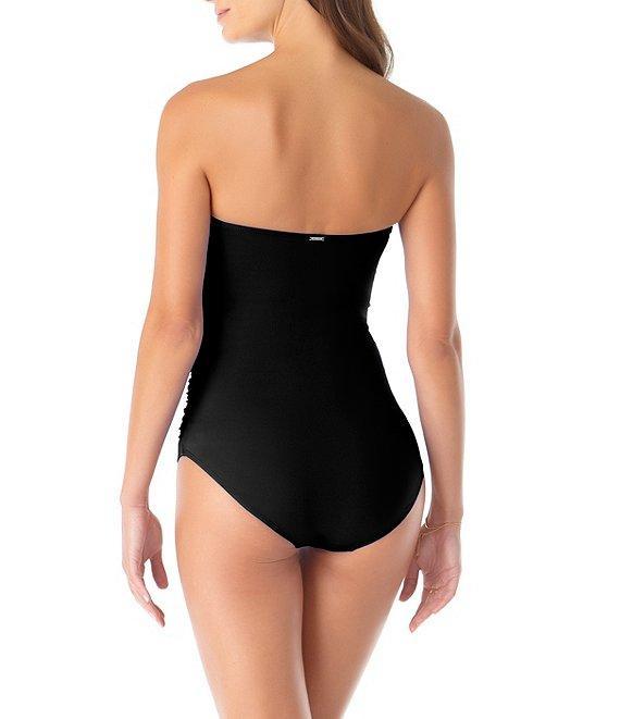 Anne Cole Live In Color Twist Front Shirred Bandeau Removable Strap One Piece Swimsuit Product Image