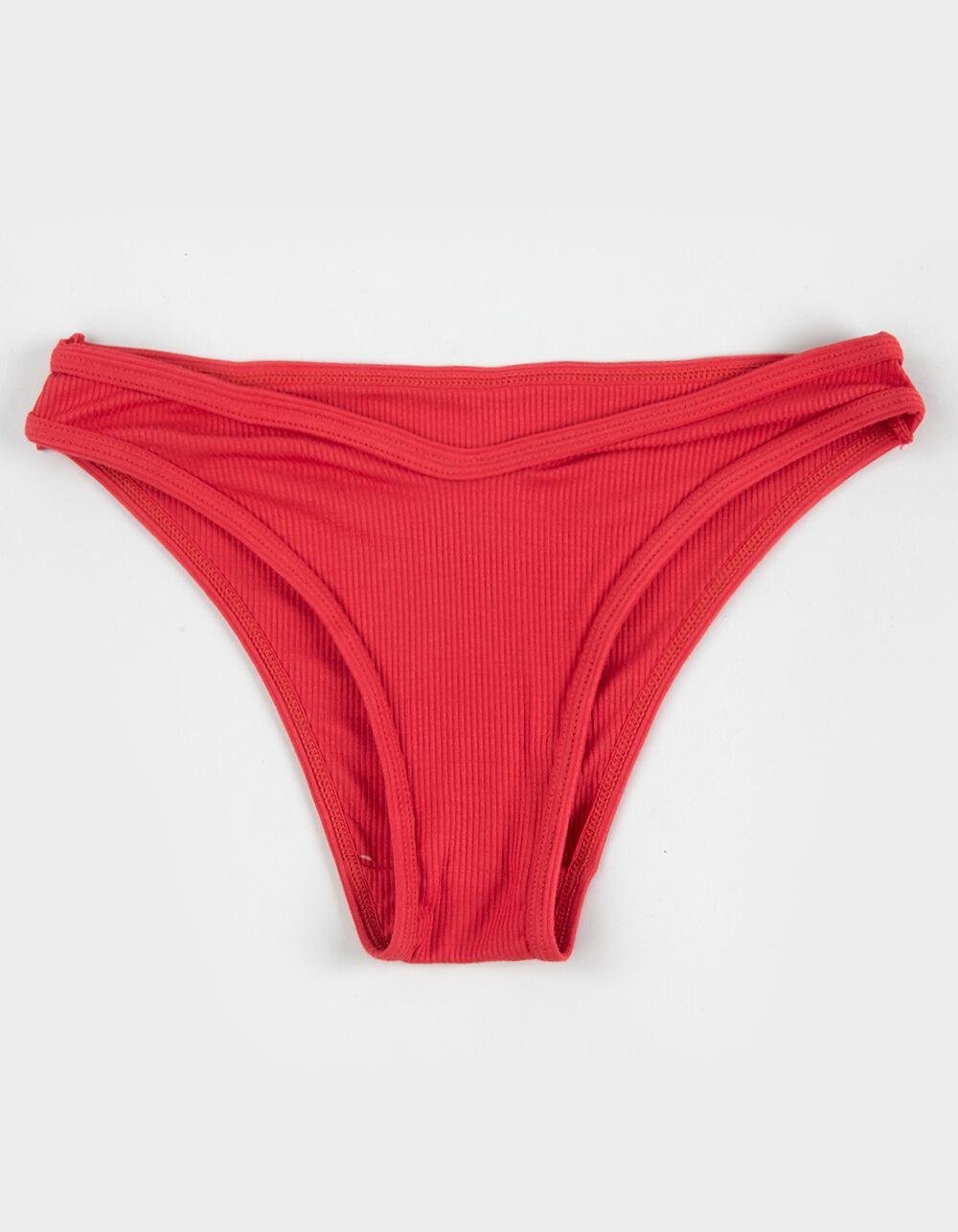 FULL TILT High Leg Rib Bikini Panties - RED Product Image