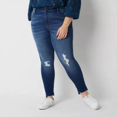 a.n.a - Plus Ripped Stretch Fabric Womens High Rise Skinny Fit Jegging Jean Product Image