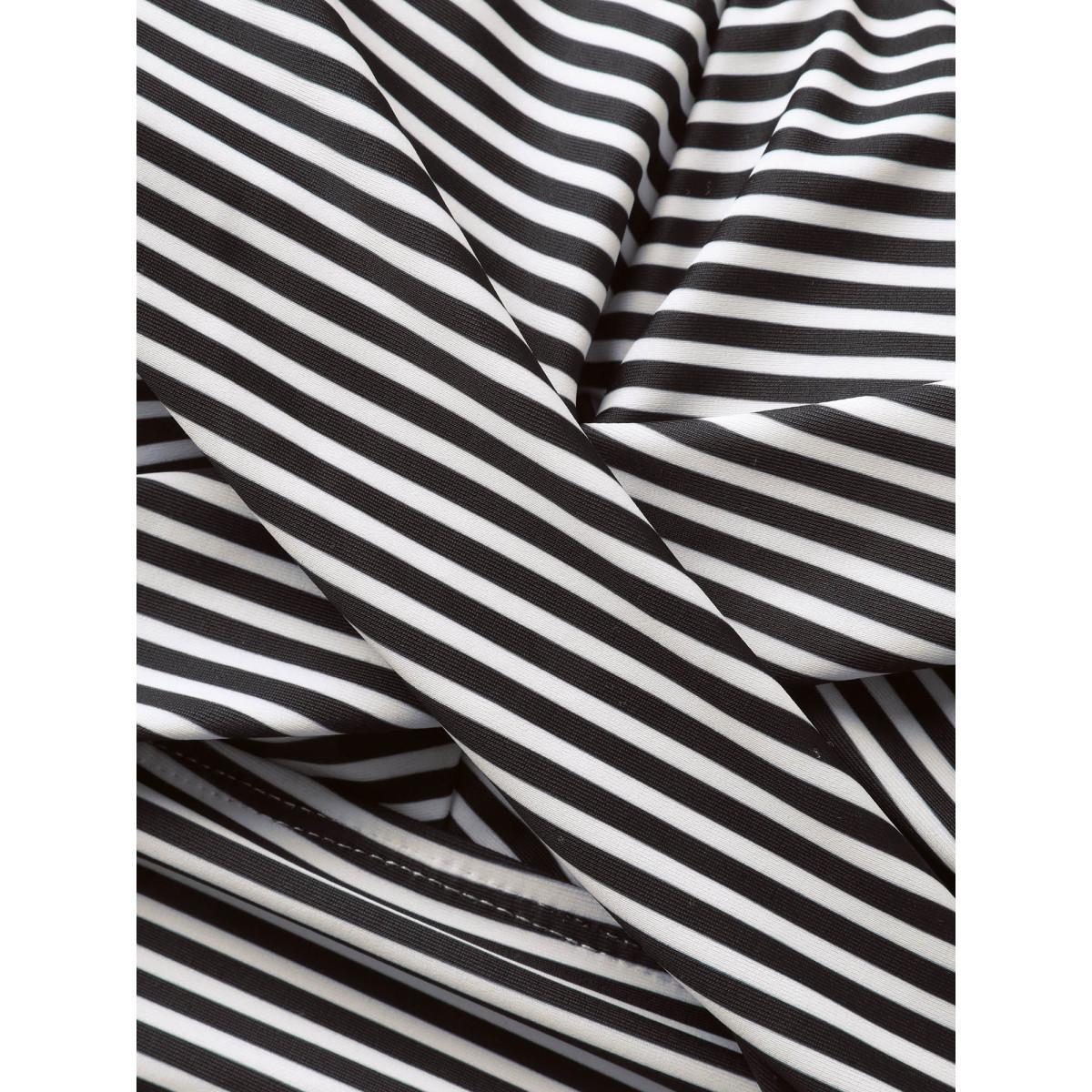 Plus Size Striped Twist Front One-Piece Swimsuit Women's Swimwear Black Beach Twist Curve Bathing Suits High stretch One Pieces BloomChic 22-24/3X Product Image