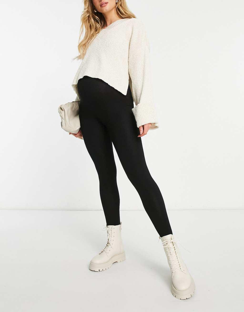 ASOS DESIGN Maternity over the bump leggings in black Product Image