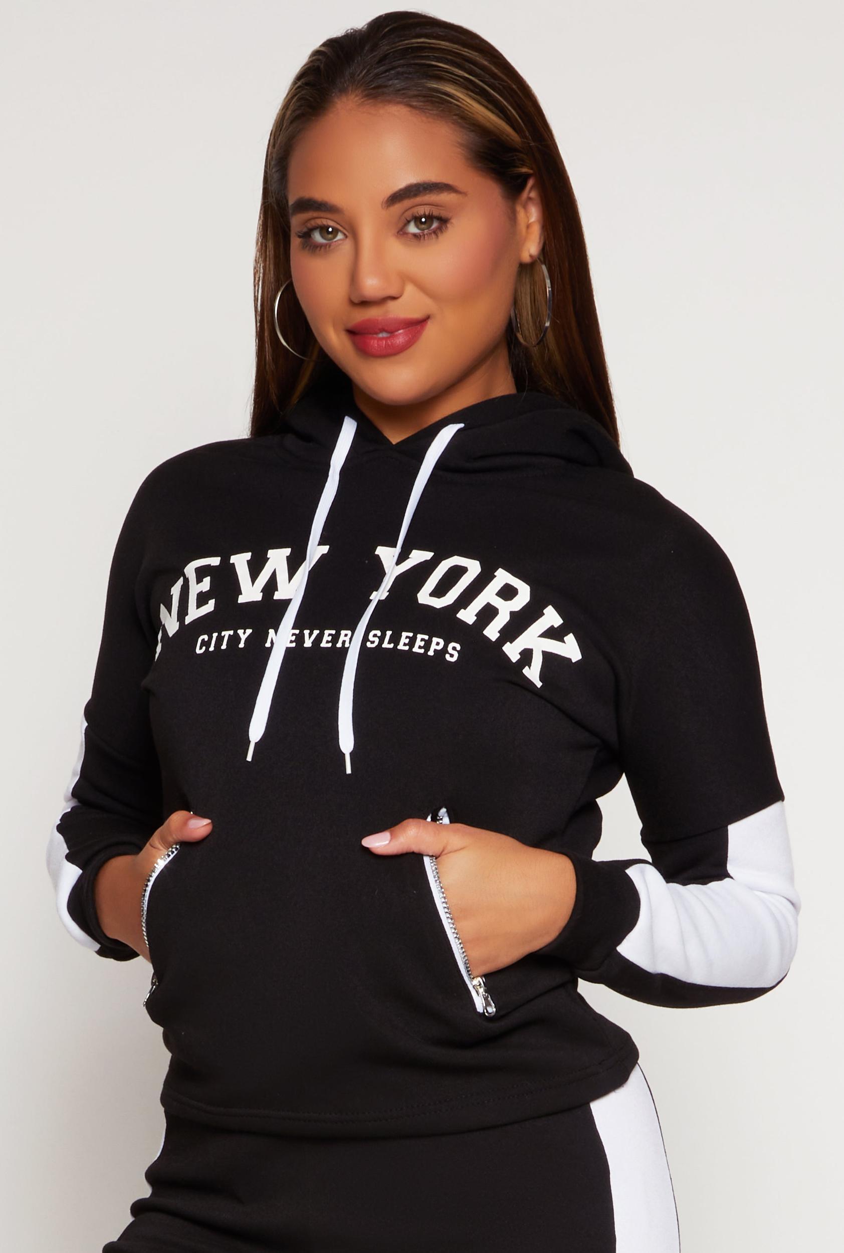 Womens New York Sherpa Lined Pullover Hoodie Product Image