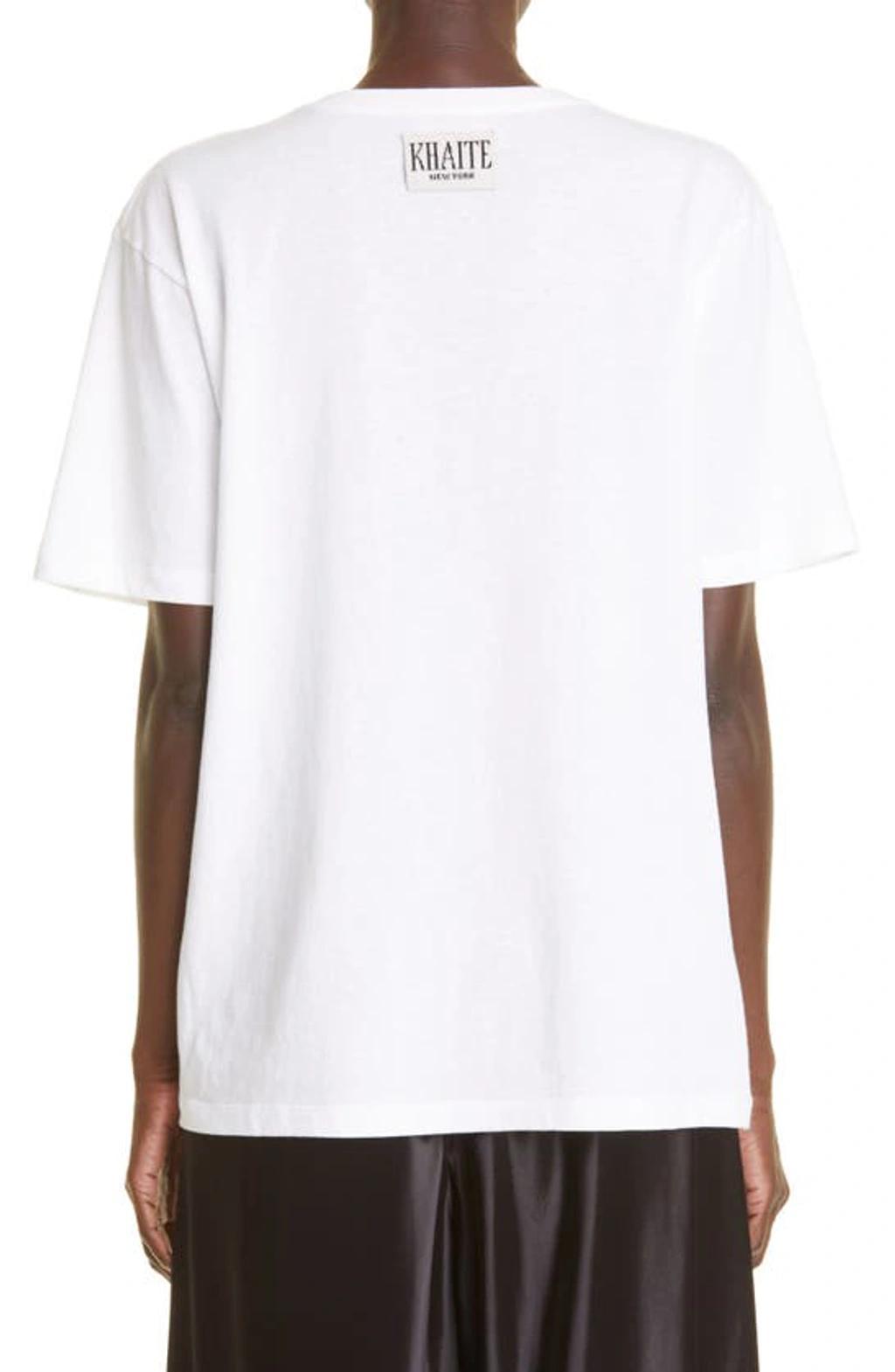 KHAITE Womens White Mae Brand-patch Cotton-jersey T-shirt In Cream Product Image