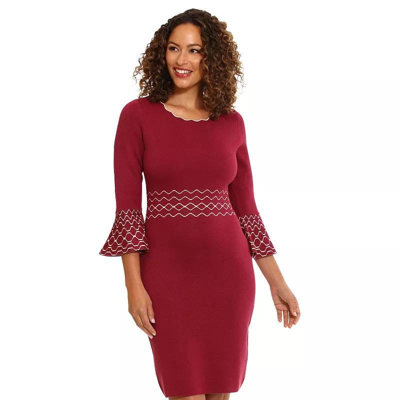 Womens London Times Solid Bell Sleeve Sweaterdress Product Image