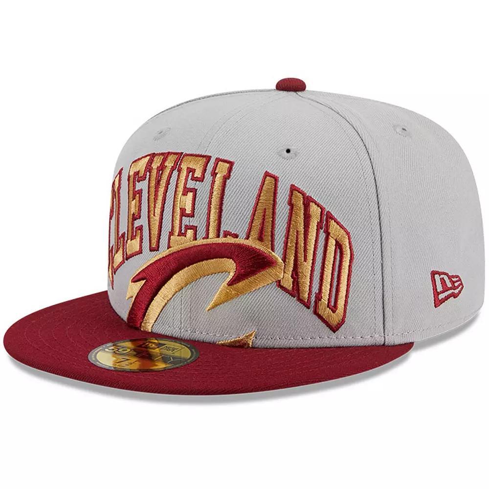 Men's New Era Gray/Wine Cleveland Cavaliers Tip-Off Two-Tone 59FIFTY Fitted Hat, Size: 7 1/8, Grey Product Image