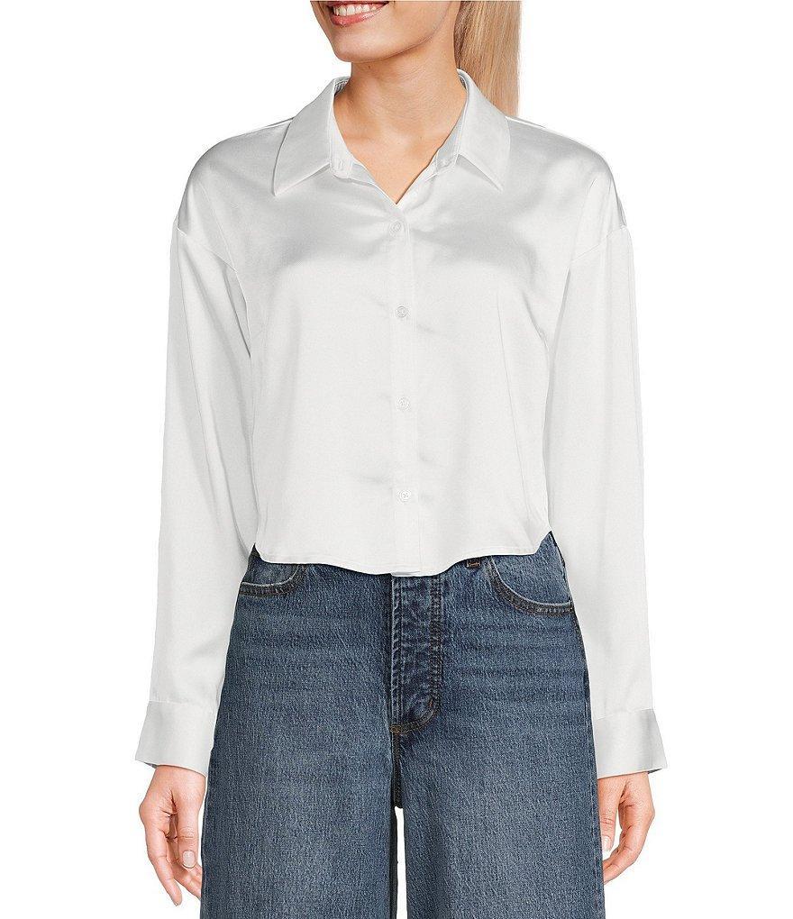 GB Woven Satin Long Sleeve Blouse Product Image