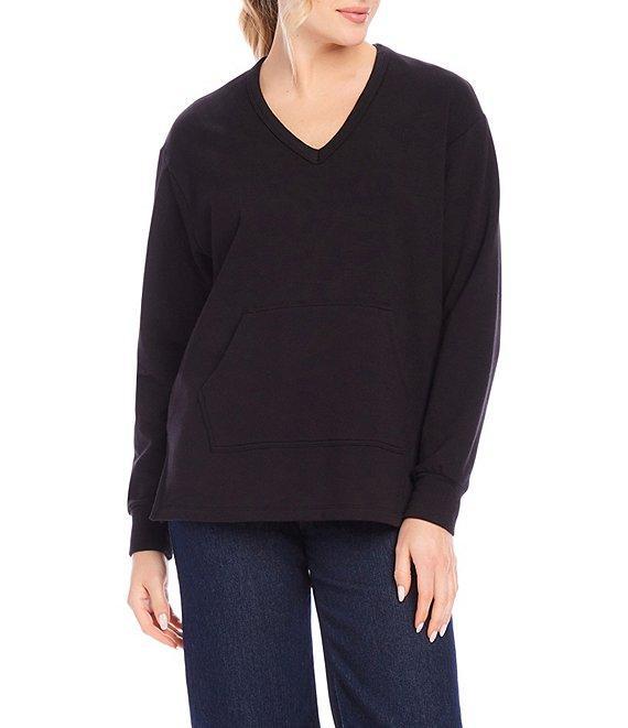 Karen Kane Fleece V-Neck Long Sleeve Pullover Product Image