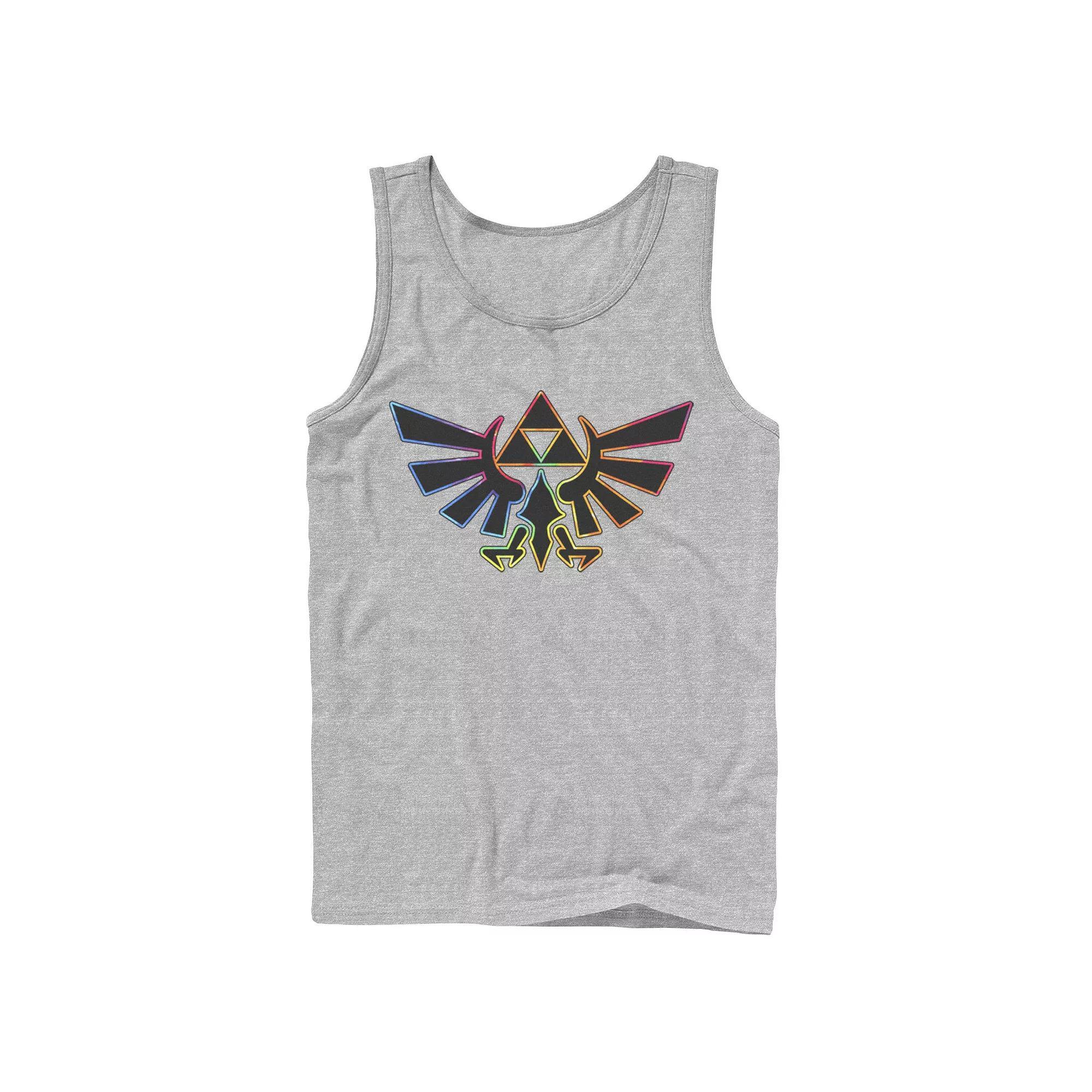 Men's Nintendo Zelda Hyrule Crest Tie-Dye Outline Tank Top, Size: Large, Athletic Grey Product Image