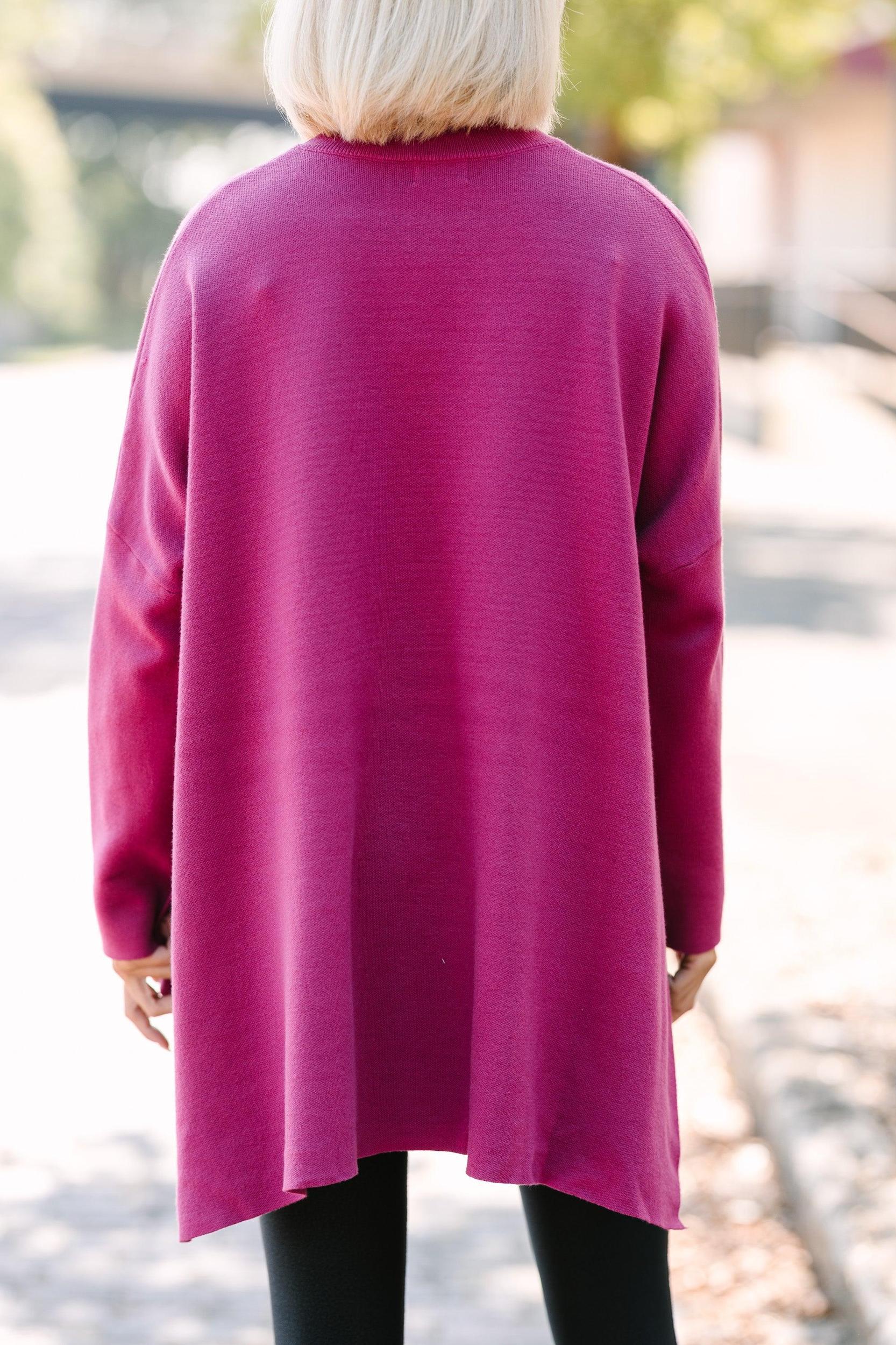 Going With You Magenta Purple Mock Neck Sweater Female Product Image