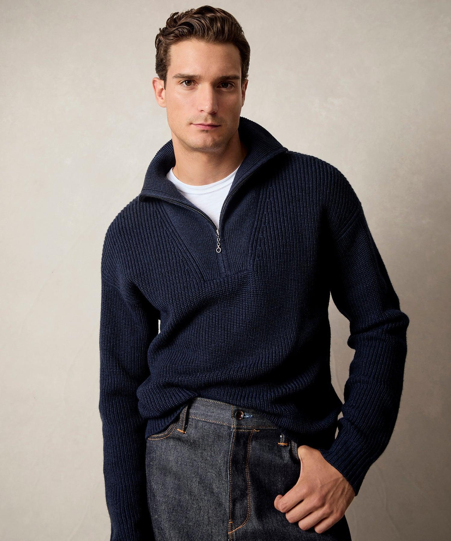 Merino Half-Zip Sweater in Navy Product Image