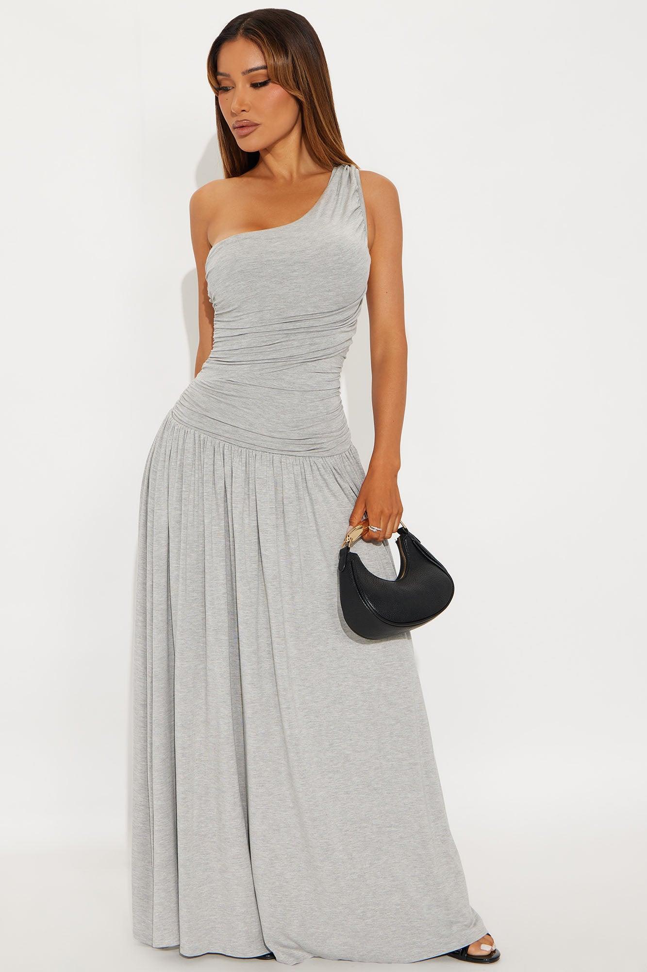 Serene Dreams One Shoulder Maxi Dress - Heather Female Product Image
