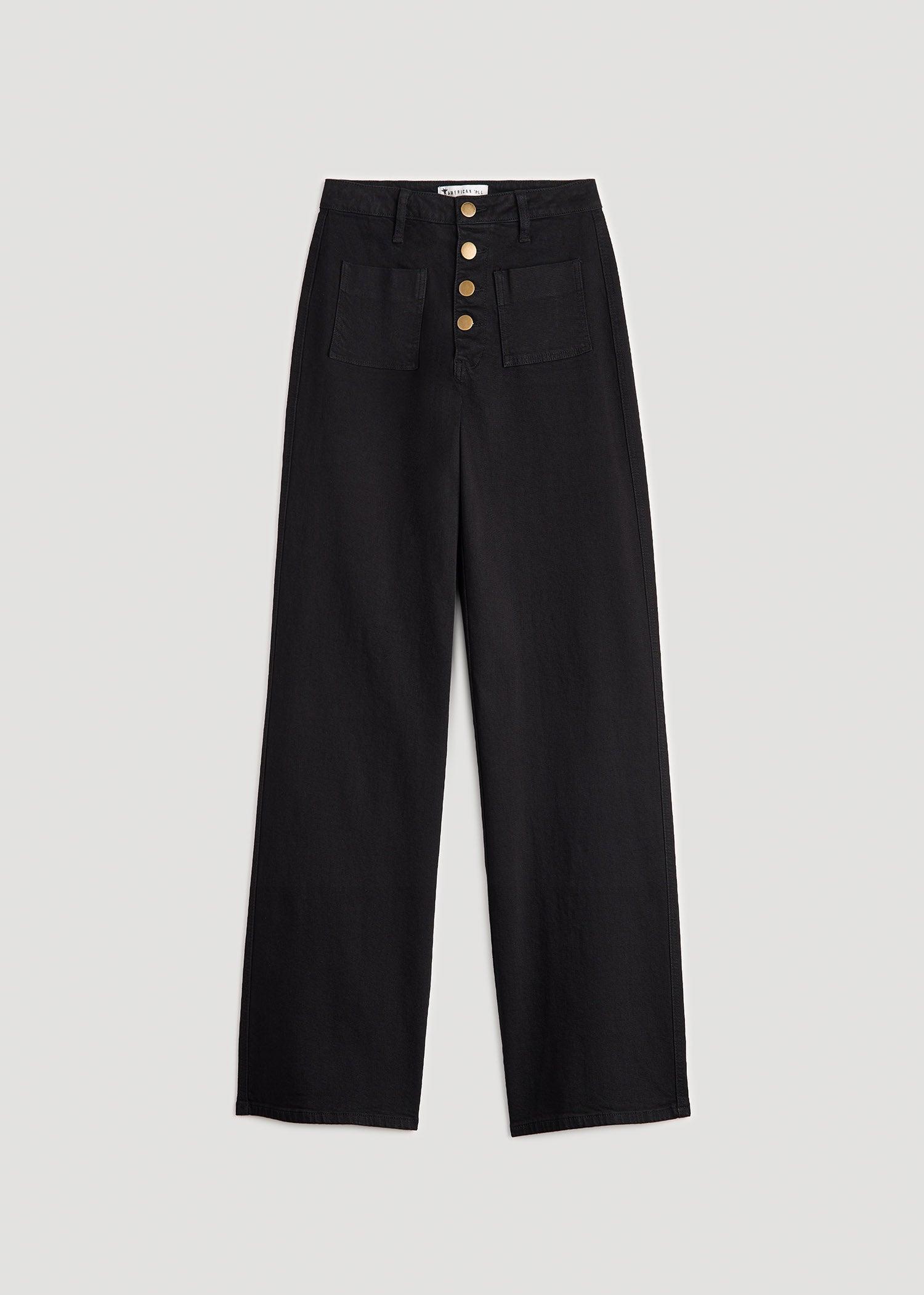 Stevie Wide Leg Patch Pocket Jeans for Tall Women in Black Product Image