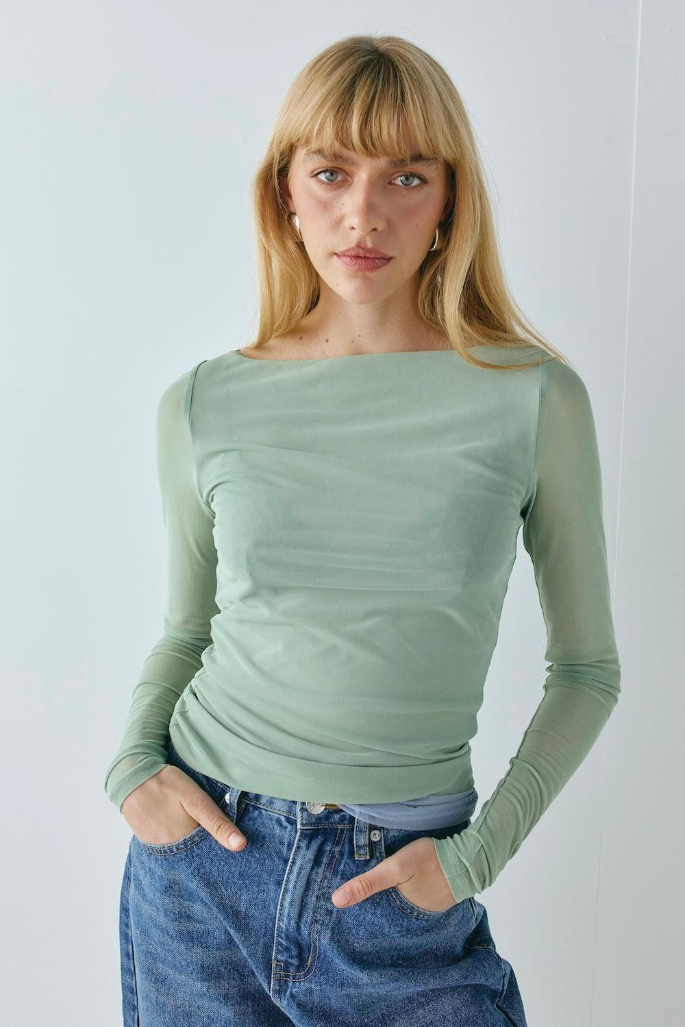 Lana Mesh Top Seafoam Product Image