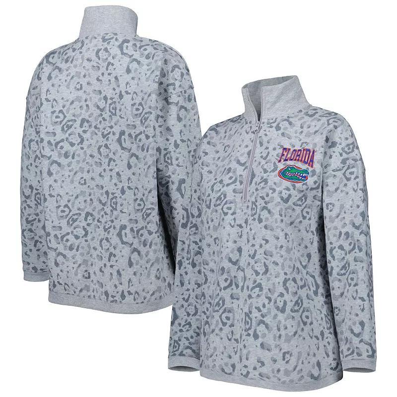 Women's Gameday Couture Heather Gray Florida Gators Leopard Quarter-Zip Sweatshirt, Size: Small, Grey Product Image