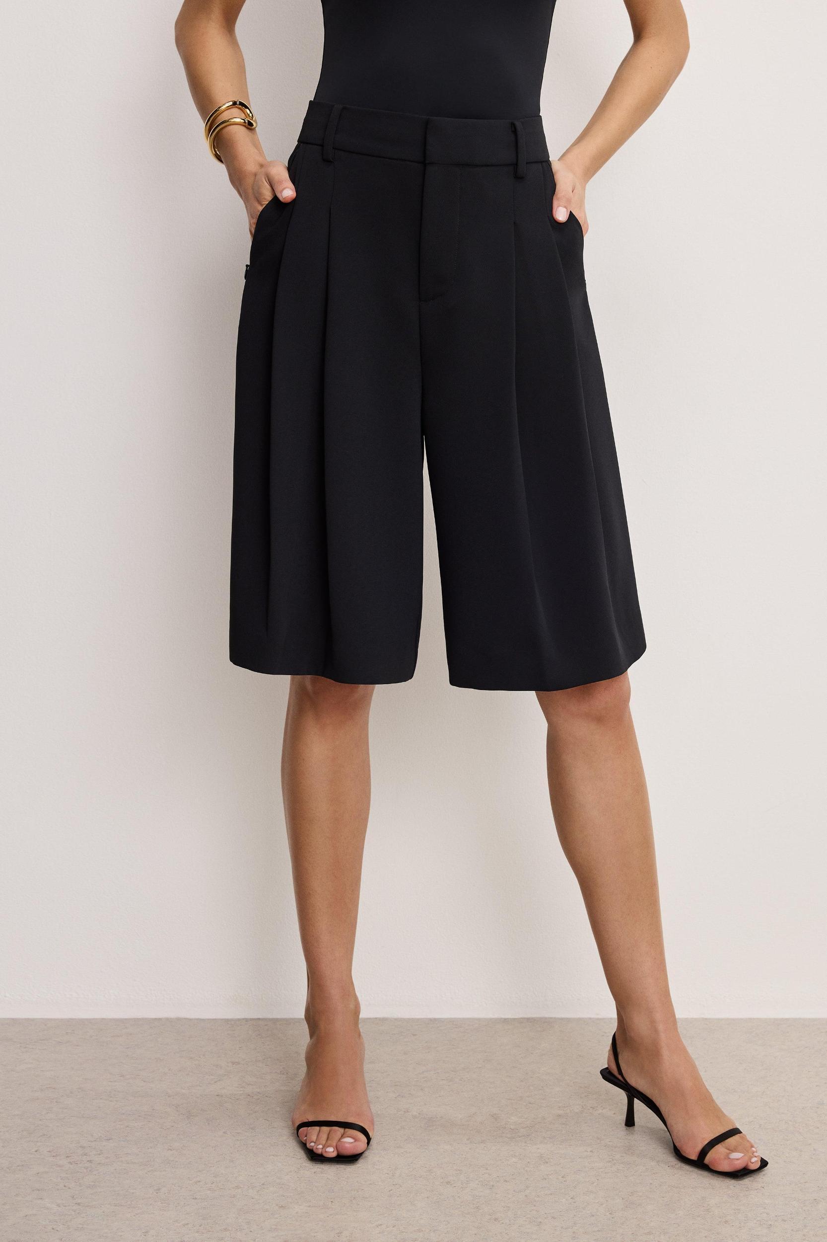 LUXE SUITING LONG SHORTS | BLACK001 Product Image