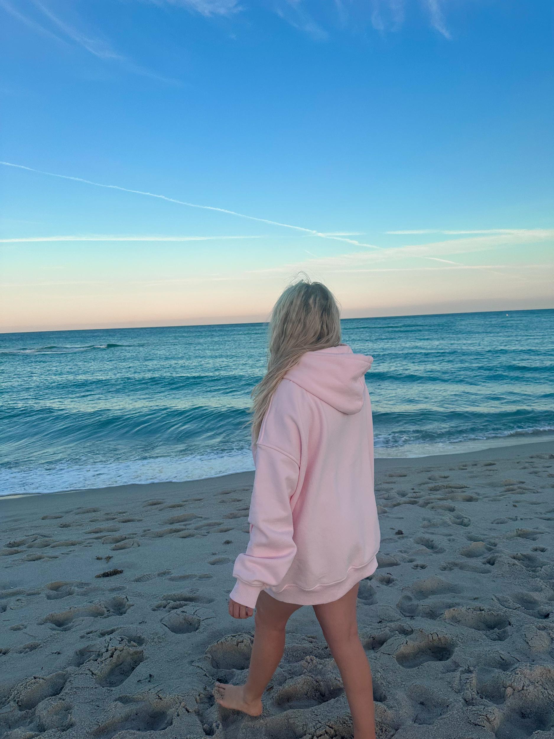 Light Pink Embroider Sunkissedcoconut Hoodie Girls Product Image