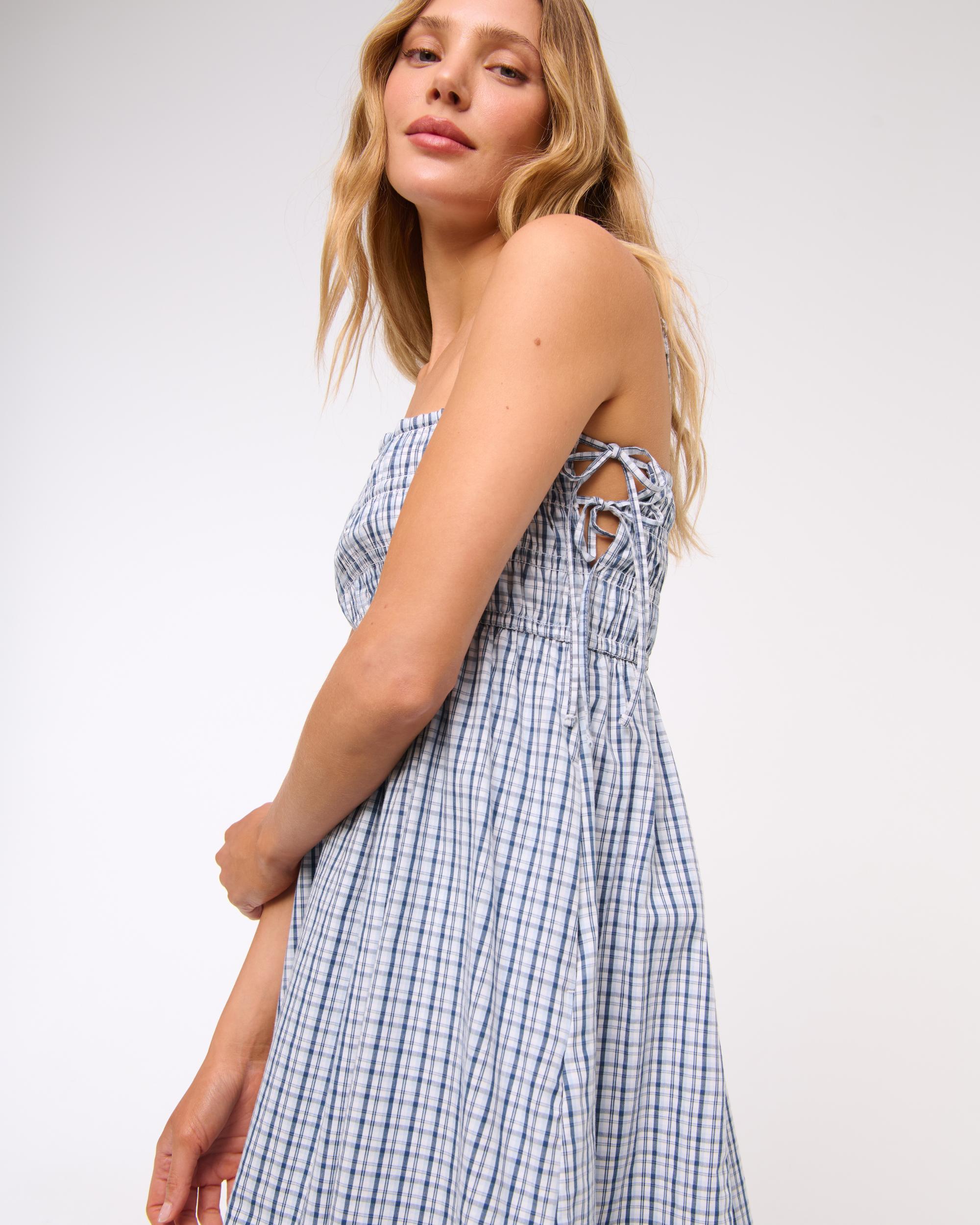 Smocked Babydoll Tie Mini Dress Product Image