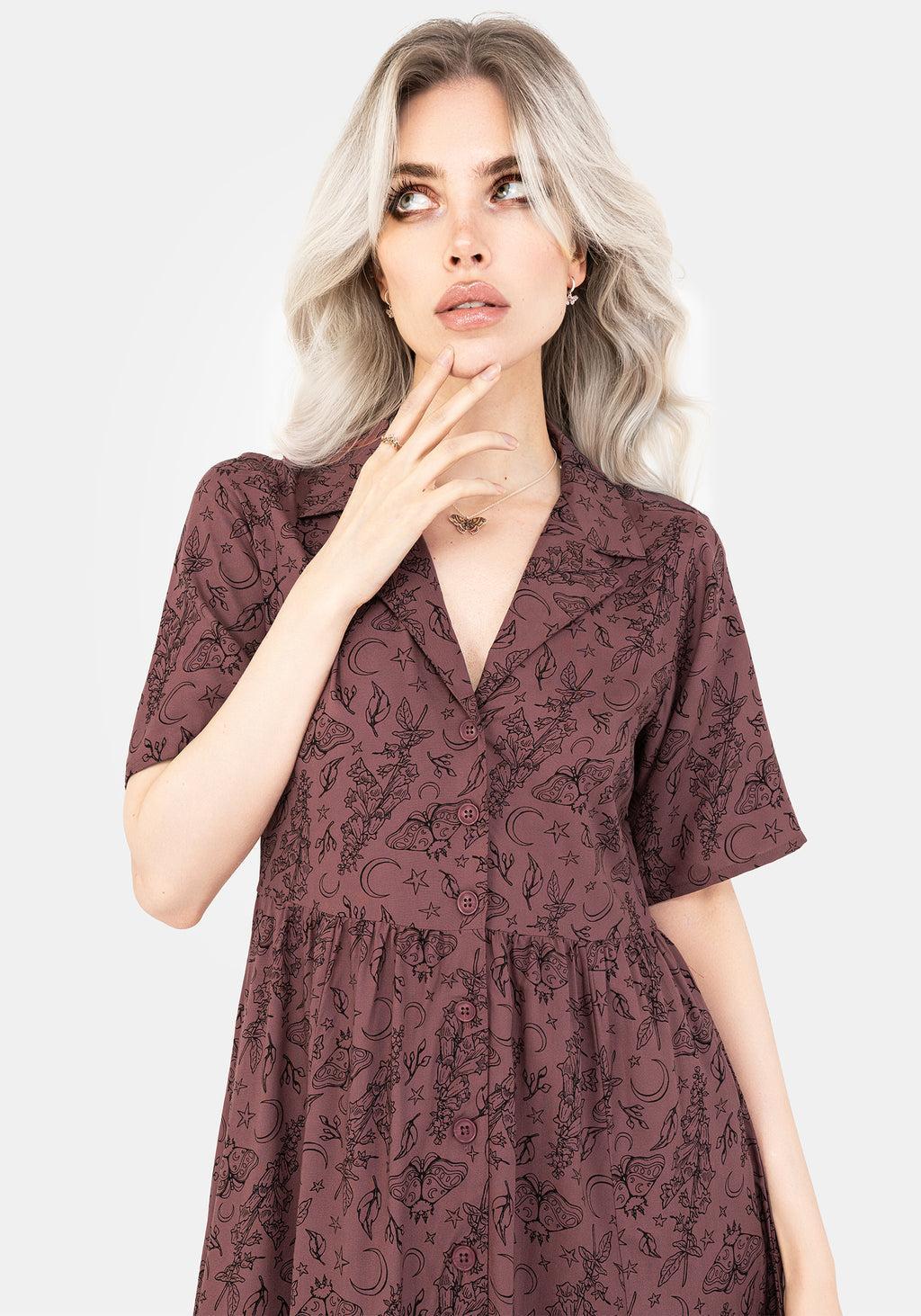 Roxana Moth Foxglove Button Down Midi Shirt Dress Product Image