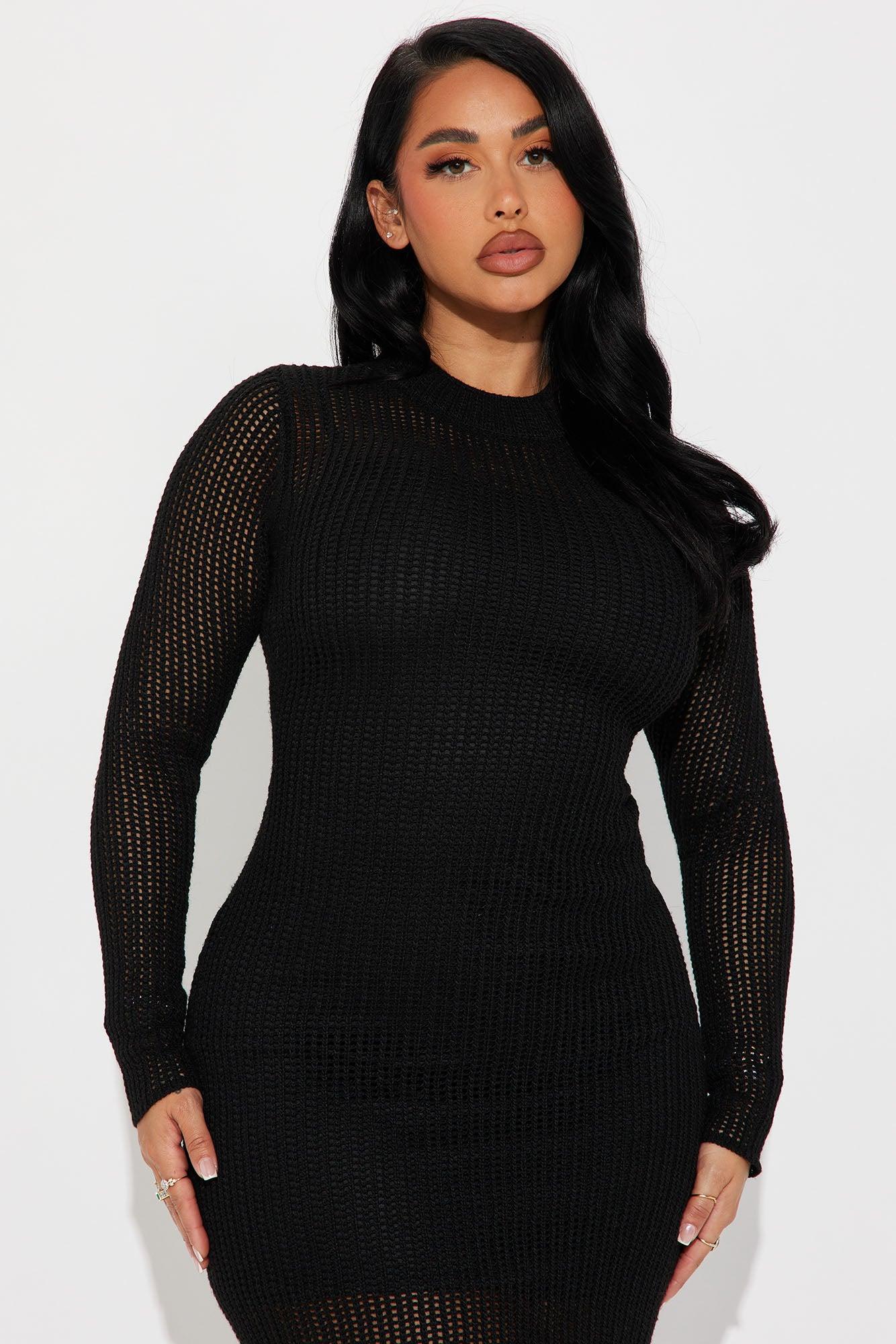 Sunday Sweater Midi Dress - Black Product Image