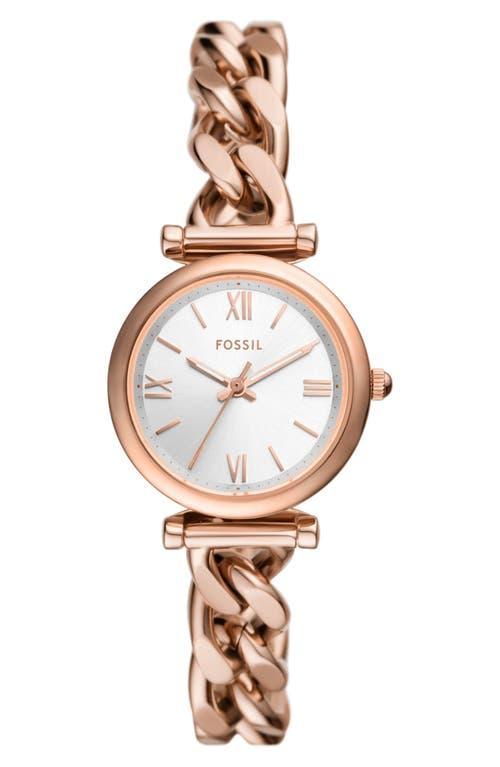 Fossil Womens Carlie Three-Hand Stainless Steel Chain Bracelet Watch Product Image