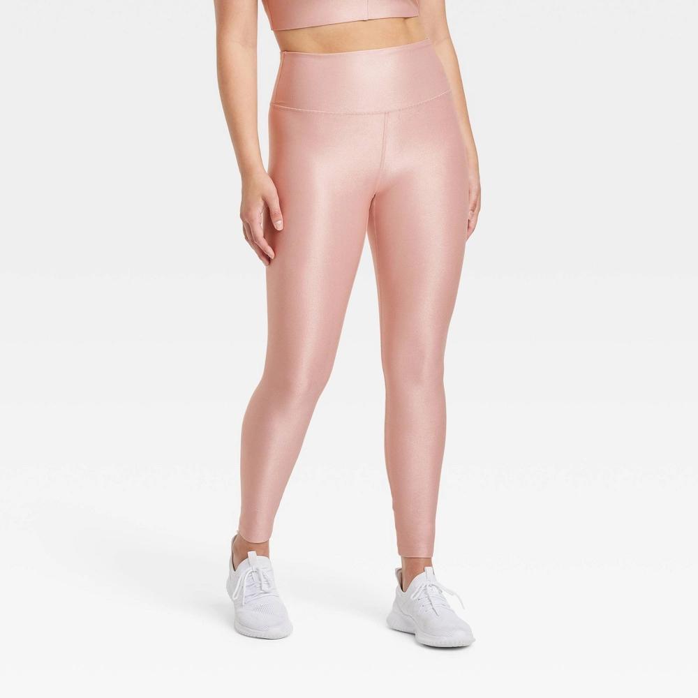Women's High-Rise Shine Ribbed Leggings - All In Motion™ Light Mauve XS Product Image