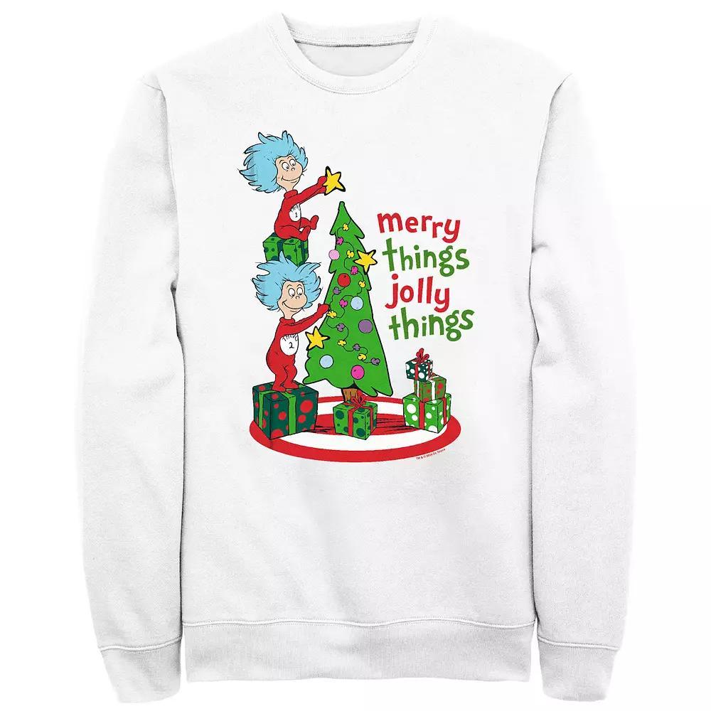 Men's Dr. Seuss Merry Things Jolly Things Graphic Fleece, Size: XL, White Product Image