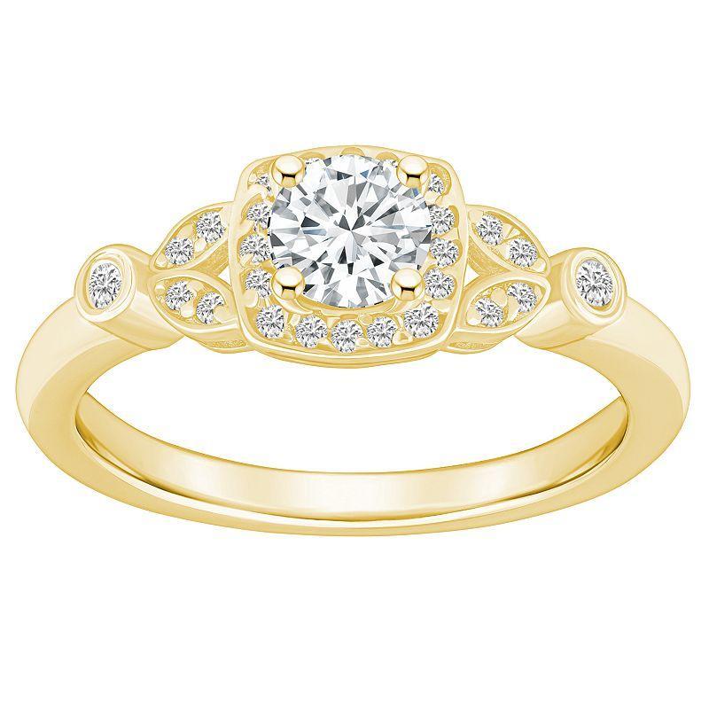 Alyson Layne 14k Gold 5/8 Carat T.W. Diamond Art Deco Halo Engagement Ring, Women's, Size: 9 Product Image