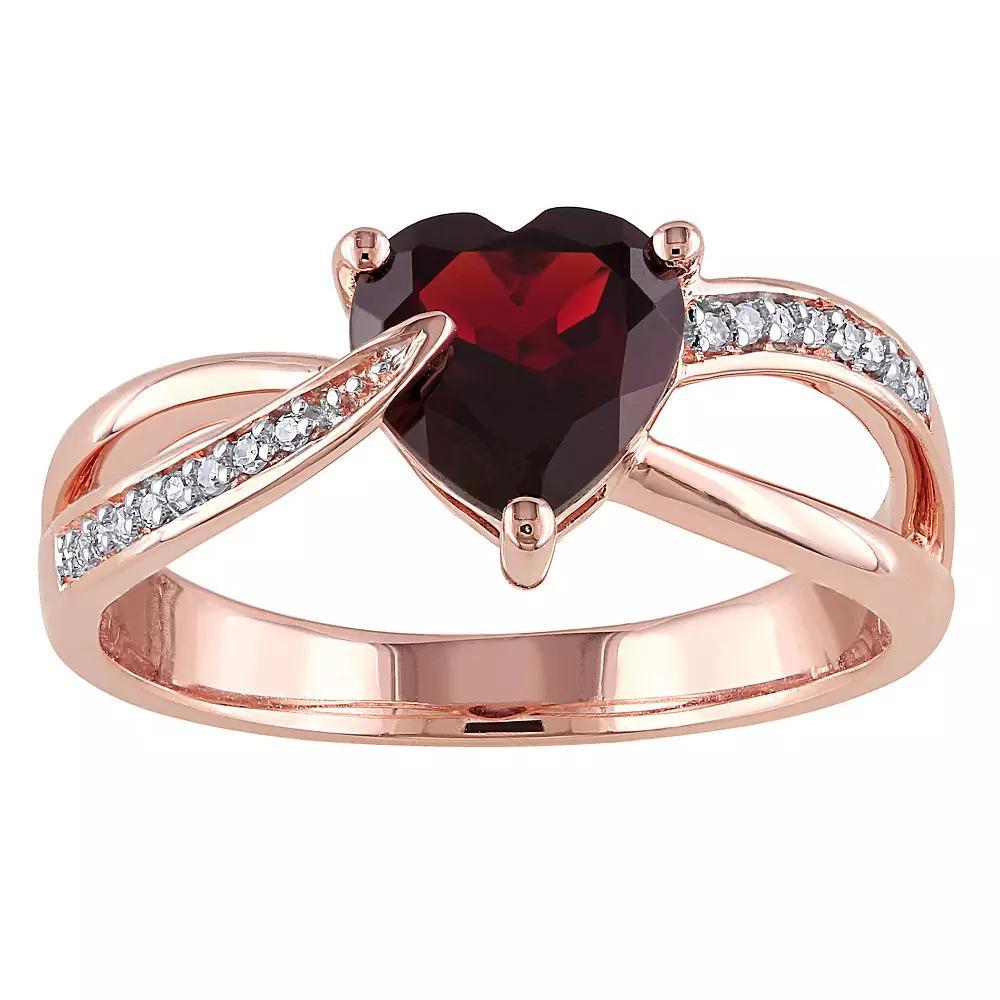 Stella Grace 10k Rose Gold Garnet & Diamond Accent Heart Shaped Ring, Women's, Size: 11 Product Image