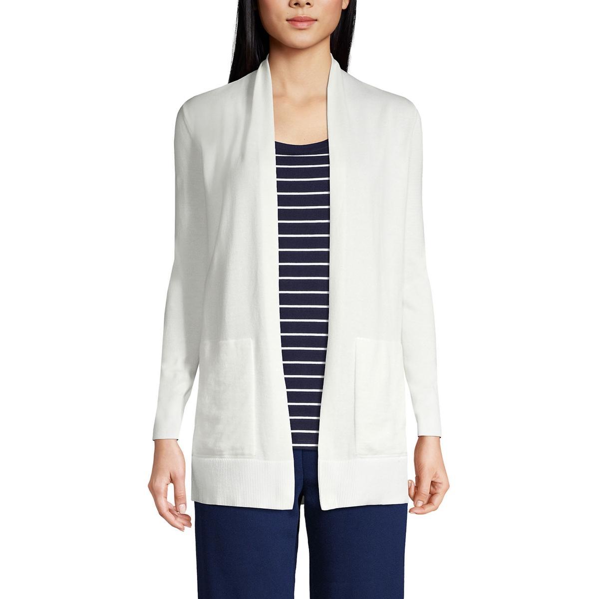 Women's Lands' End Open-Front Long Cardigan Sweater, Size: Medium, Radiant Blue Product Image