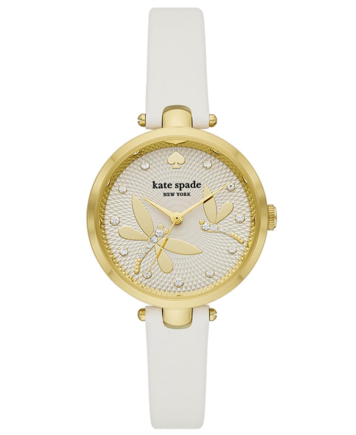 kate spade new york Womens Holland Three-Hand Black Leather Strap Watch Product Image