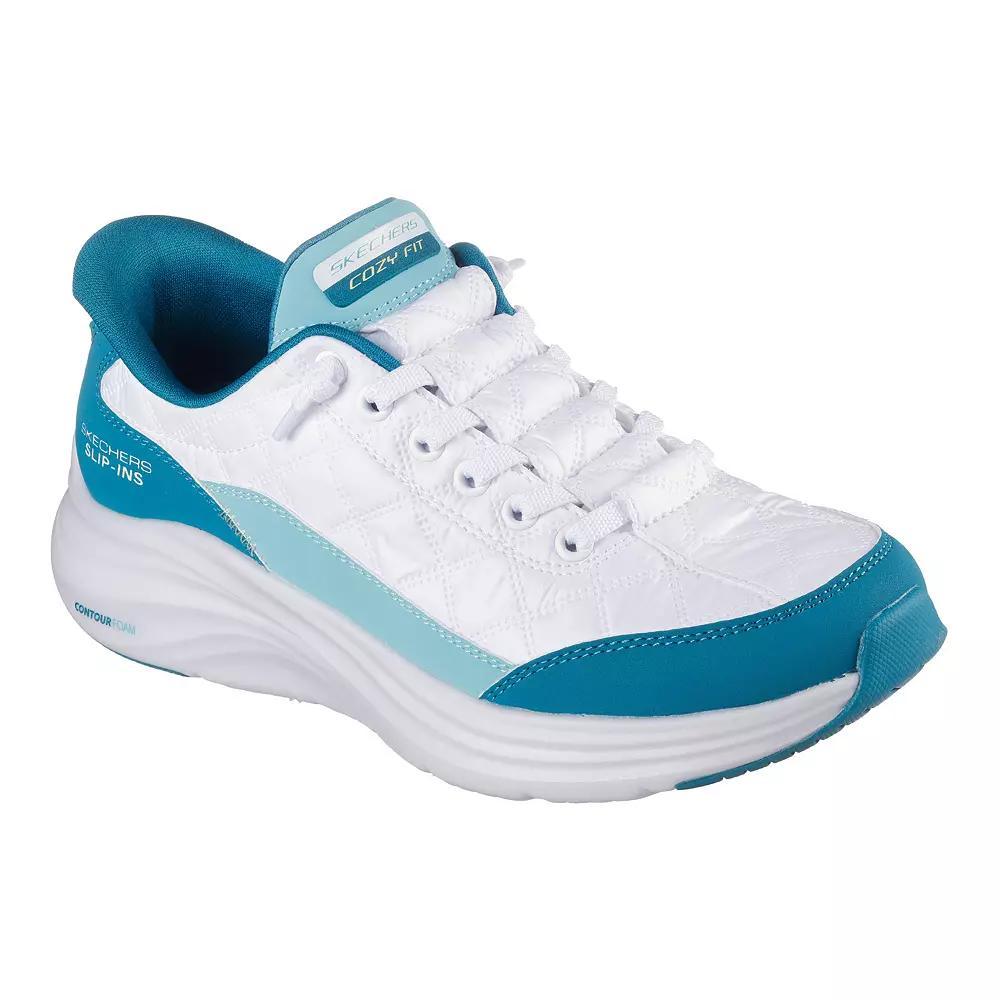Skechers Hands Free Slip-ins® Contour Foam™ Cozy Fit Women's Sneakers, Size: 7.5, White Turquoise Product Image
