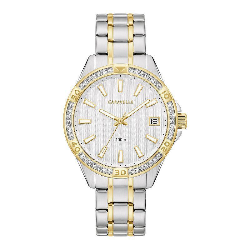 Caravelle by Bulova Womens Aqualuxx Two-Tone Crystal Accent Stainless Steel Watch - 45M120 Gold Silver Product Image