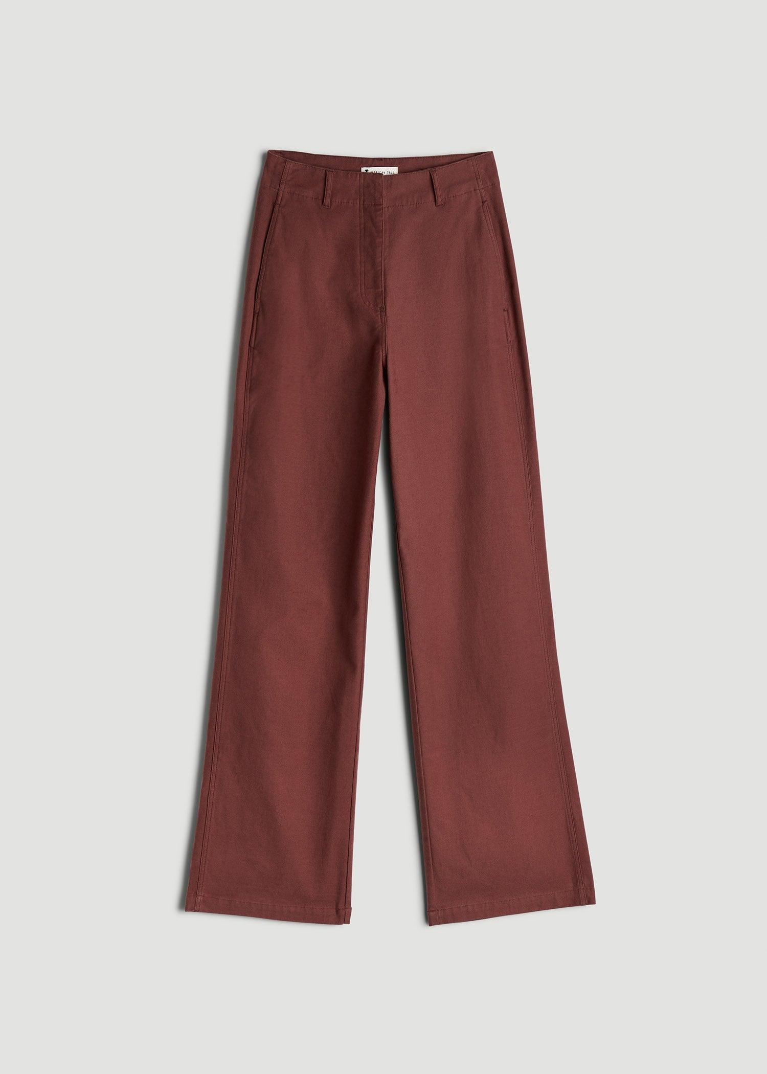 High-Rise Wide-Leg Flat-Front Chino Pants for Tall Women in Intense Rust Product Image