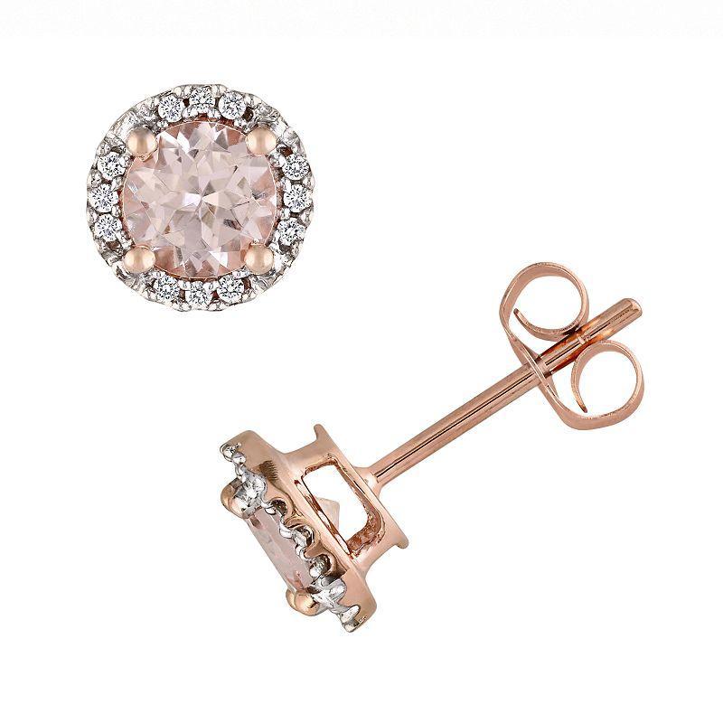 Stella Grace 10k Rose Gold Morganite and Diamond Accent Stud Earrings, Women's, Pink Product Image