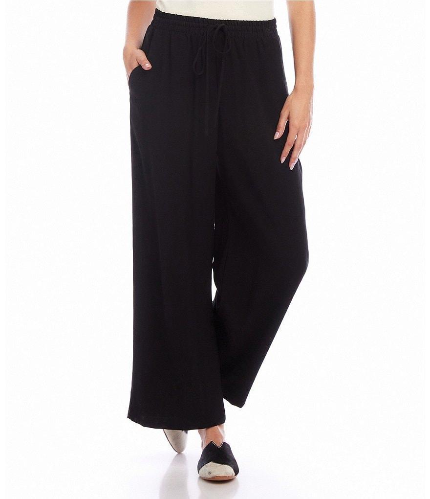 Karen Kane Twill Elastic Drawstring Wide Leg Pull-On Pants Product Image