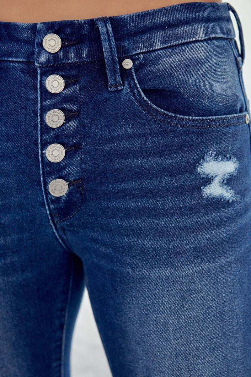 High Rise Button Fly Ankle Skinny Product Image