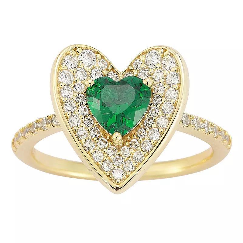 Sunkissed Sterling 14k Gold Over Silver Cubic Zirconia Heart Ring, Women's, Size: 8, Gold Tone Product Image