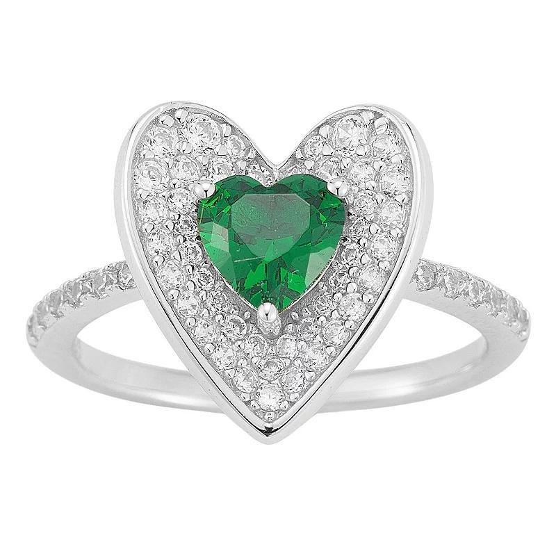 Sunkissed Sterling 14k Gold Over Silver Cubic Zirconia Heart Ring, Women's, Size: 8, Silver Tone Product Image