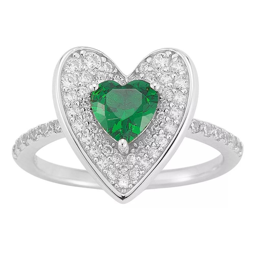 Sunkissed Sterling 14k Gold Over Silver Cubic Zirconia Heart Ring, Women's, Size: 8, Silver Tone Product Image