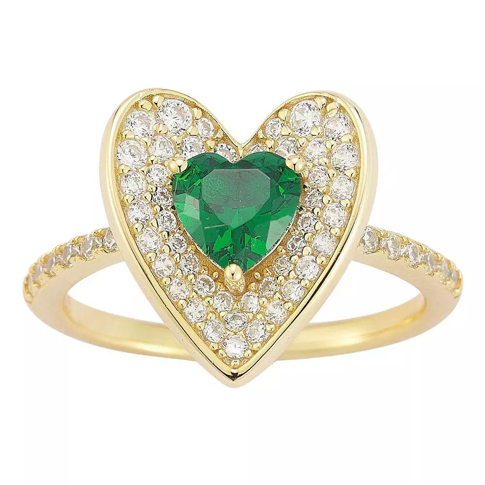 Sunkissed Sterling 14k Gold Over Silver Cubic Zirconia Heart Ring, Women's, Size: 8, Gold Tone Product Image