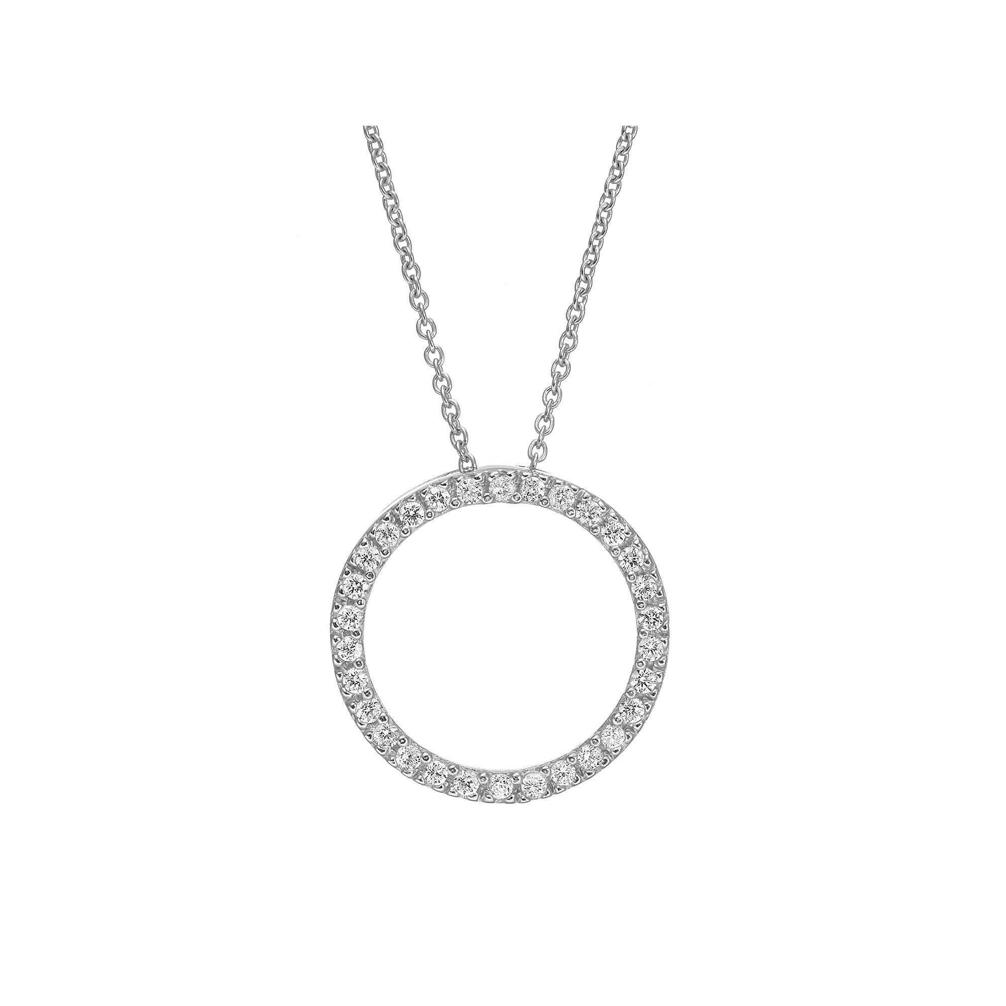 Sophie Miller Cubic Zirconia Sterling Silver Open Circle Pendant Necklace, Women's, Size: 18", White Product Image