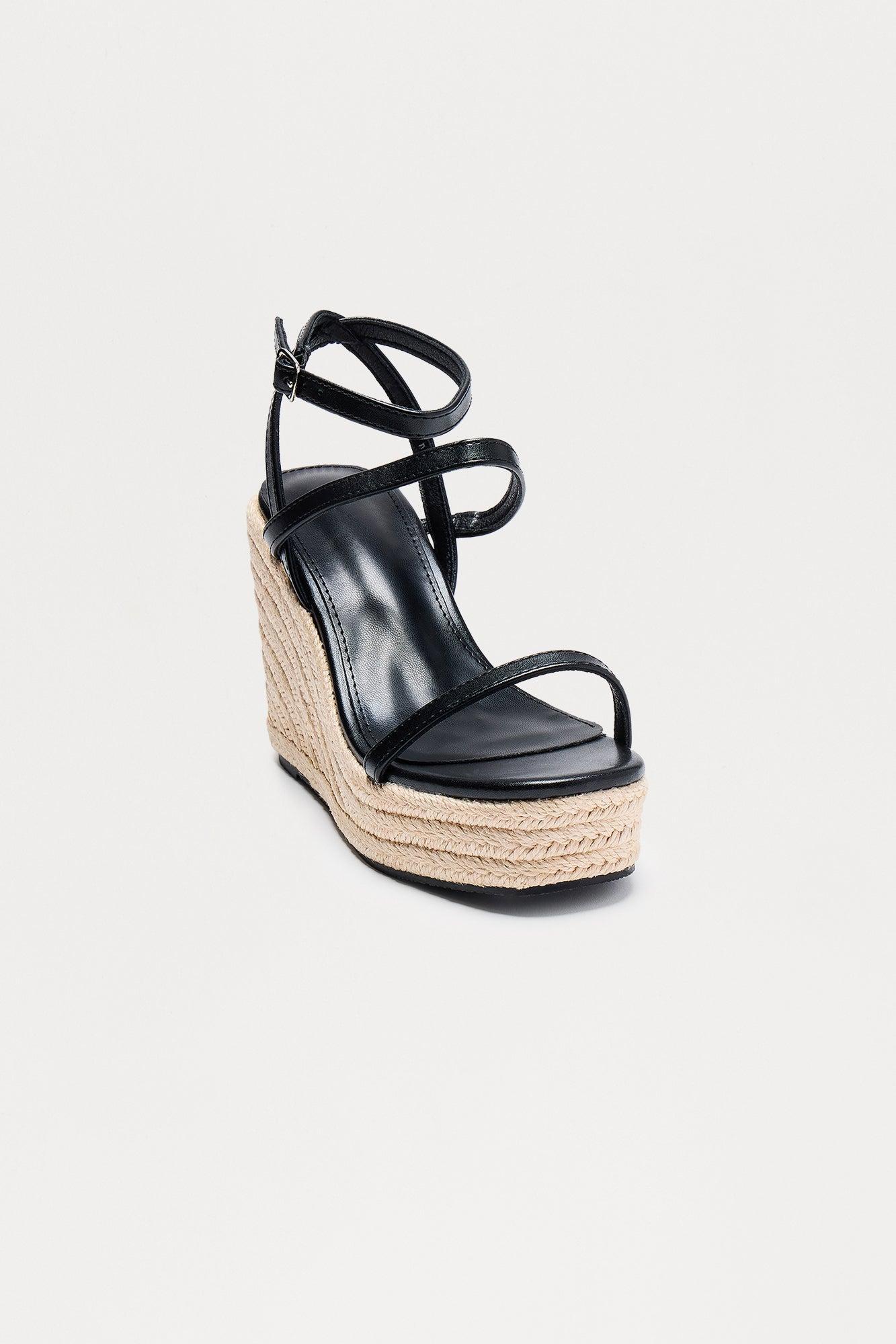 Sophina Jute Platform Wedges - Black Product Image