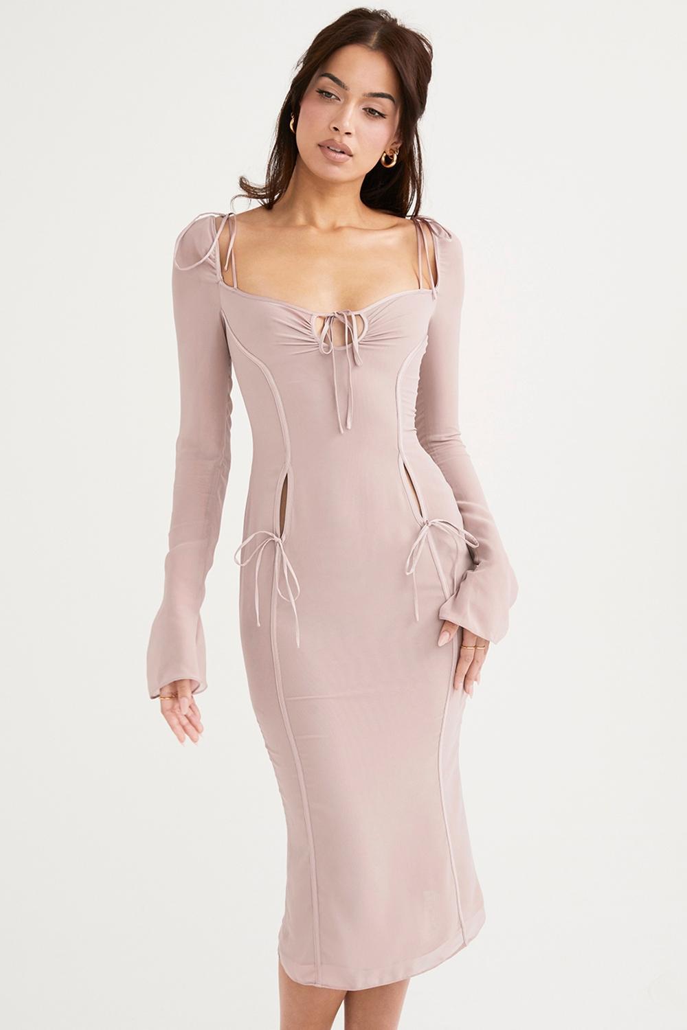 Ophelia Crystal Cutout Midi Dress Product Image