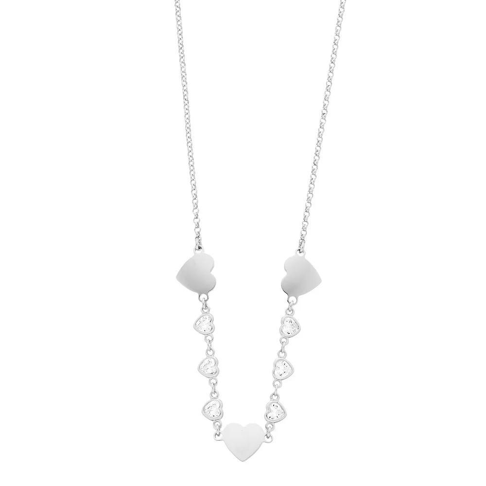 Sterling Silver Heart Necklace, Women's, Size: 16-18" ADJ Product Image