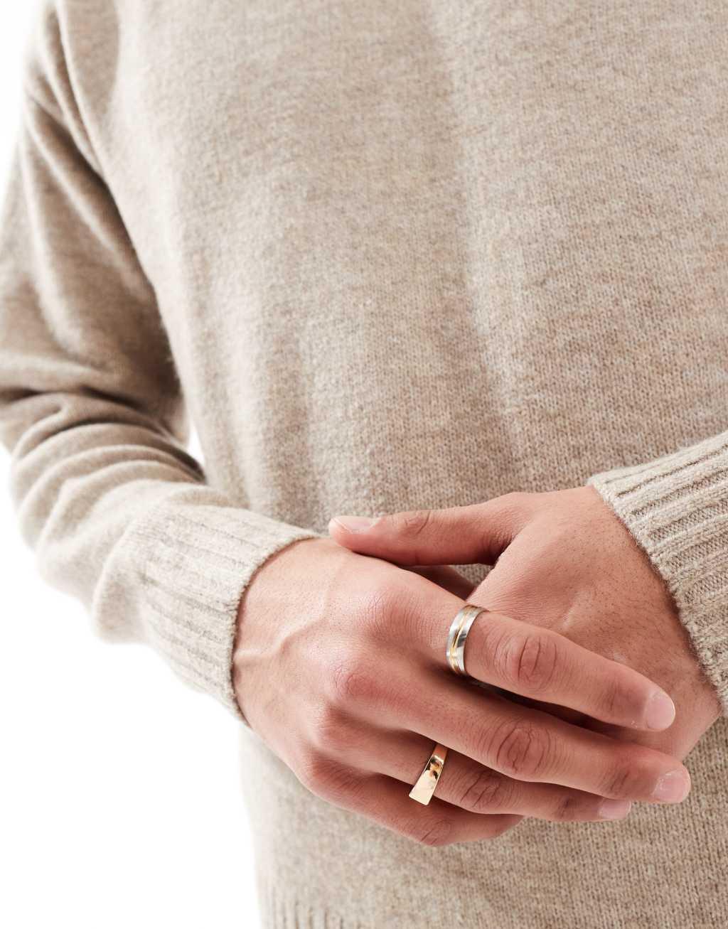 Jack & Jones oversized fluffy crew neck sweater in beige  Product Image