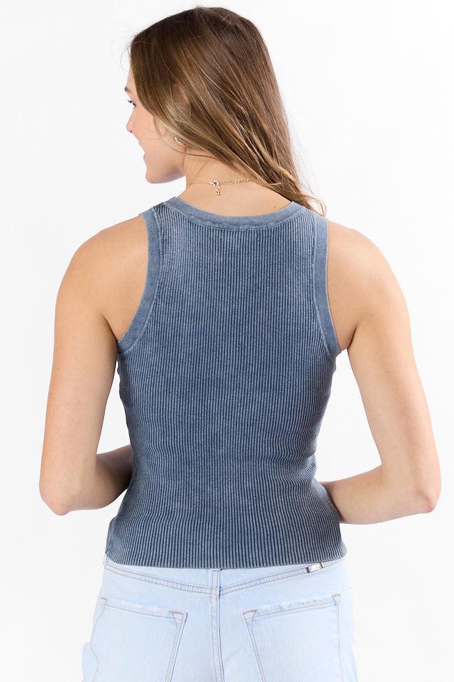 Back To Square One Acid Washed Ribbed High Neck Tank SALE Product Image
