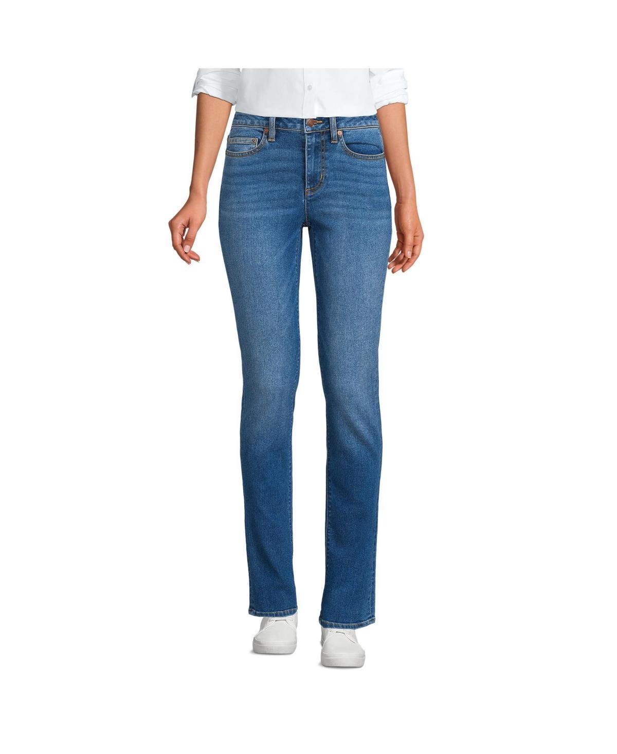 Women's Lands' End Mid-Rise Straight Leg Jeans, Size: 14X32, Mellow Blue Product Image